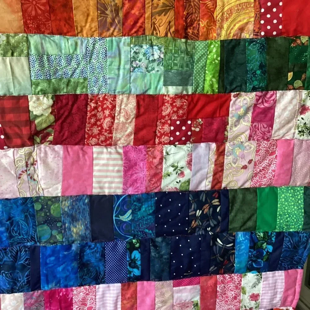 NWT. Hand Crafted Colorful Patchwork Quilt ROYGBIV!